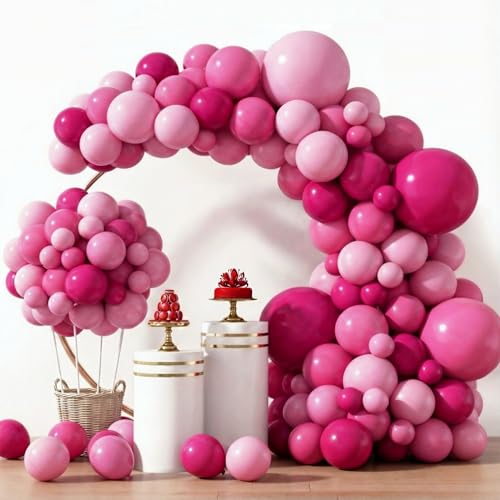 KatchOn, Pink Balloons Arch Kit - 18 Inch, Huge Pack Of 186 | Valentines Balloons for Valentines Day Decorations | Hot Pink Balloons for Birthday Party Decorations | Pink Party Decorations - color: Pastel and Hot Pink - Pack of 186