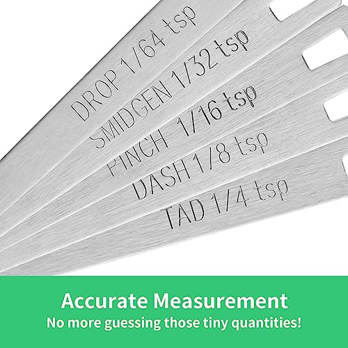 5PCS Small Measuring Spoons Set - Cuttte Stainless Steel Tiny Measuring Spoons for Cooking Baking, 1/4 1/8 1/16 1/32 1/64 tsp, Teaspoon Minispoon for Powders, Spices