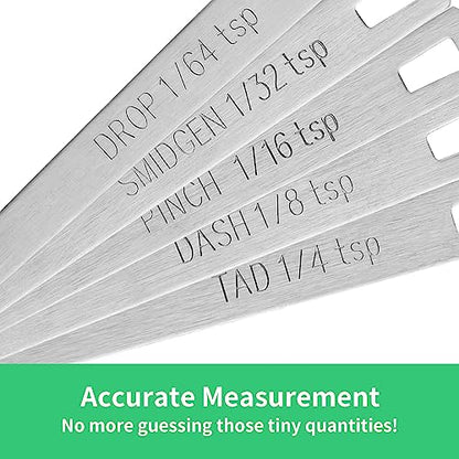 5PCS Small Measuring Spoons Set - Cuttte Stainless Steel Tiny Measuring Spoons for Cooking Baking, 1/4 1/8 1/16 1/32 1/64 tsp, Teaspoon Minispoon for Powders, Spices