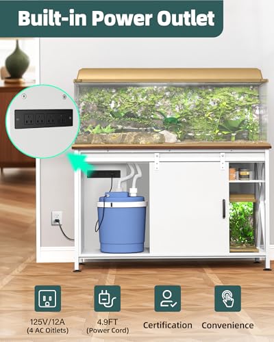 Aquarium Stand with Sliding Door,55-75 Gallon Fish Tank Stand,White - color: White, size: 55-75 Gallon