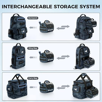 KastKing BaitSpace Line Bag Water Resistant Tackle Bag, Organize Spools | Fishing Line Storage Bag with Water Resistant Nylon, Removable Divider, BaitSpace Line Management Bag - color: B: Blue Camo-Medium