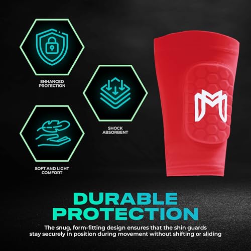 MediCaptain Mini Shin Guards Soccer – Built in Shin Pad Sleeves for Mens, Women, Teens - Small Shin Guards - Lightweight, Breathable Shin Defender Leg Protection - color: Red, size: Mini (3.9 x 2.4 in)
