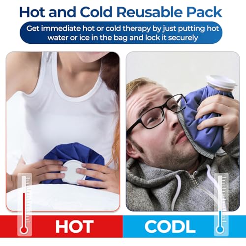 Ohuhu 3 Pack Ice Pack and Ice Bag for Injuries Hot Cold Therapy 6"/9"/11" | Reusable leak-proof ice packs with caps, 3 sizes 6/9/11 inch for knee, leg, back and muscle pain relief