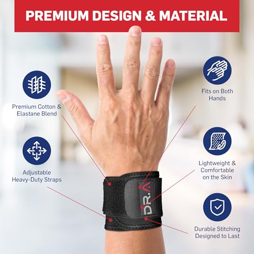 Dr. Arthritis Doctor Developed Wrist Brace, Wrist Wraps for Tendonitis, Hand Support, Ideal for Fitness, Weightlifting - style: Wrist Brace - W/out thumb loop 1 pack