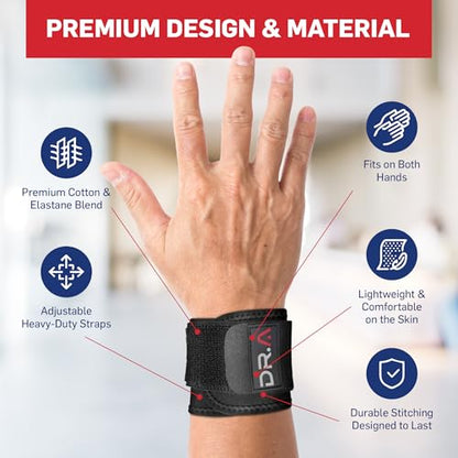 Dr. Arthritis Doctor Developed Wrist Brace, Wrist Wraps for Tendonitis, Hand Support, Ideal for Fitness, Weightlifting - style: Wrist Brace - W/out thumb loop 1 pack