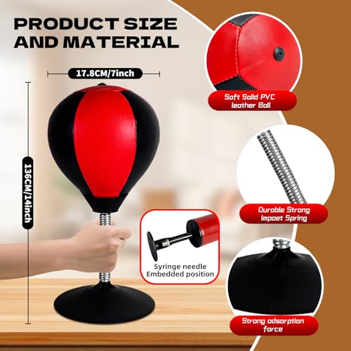 Desktop Punching Bag for Desk, Stress Relief Ball with Suction Cup for Office and Home, Funny Gag Gift for Boss Coworkers Friends, Mini Desktop Boxing Stress Relief Product for Adults | Stress Relief Ball, For Office and Home, Funny Gag Gift for Boss Cow