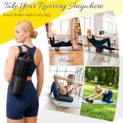 Foam Roller - 13'' Multi-Density Massage Roller for Deep Tissue & Muscle Recovery - Relieves Tight, Sore Muscles & Kinks, Improves Mobility & Circulation - Targets Key Body Parts (Black) - color: Black