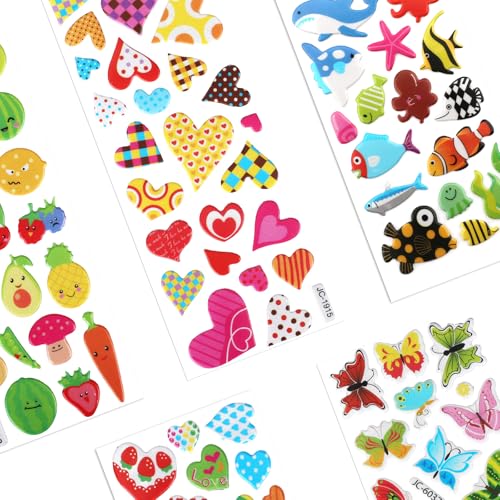20 Sheets Puffy 3D Stickers for Kids & Toddlers, Variety Adhesive Sticker | Includes Animals Numbers Letters Fruits for Scrapbooking Journal Water Bottle DIY Craft (Girl Style) - style: Girl Style