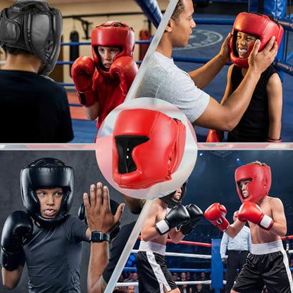 8 Pcs Kids Boxing Training Set - 2 Adjustable Headgear Helmets & 6 EVA Mouthguards for MMA, Muay Thai, Kickboxing - Beginner Sparring Gear