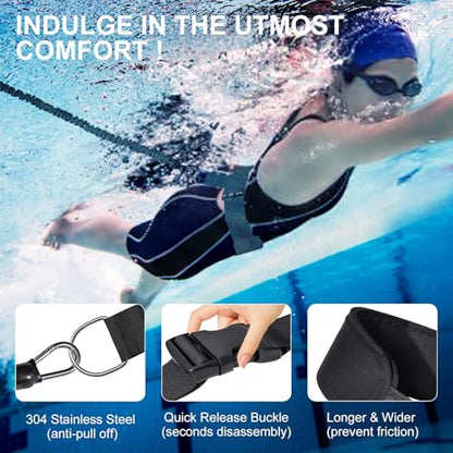 Swimming Training Belt 8-25FT Adjustable Swimming Resistance Belt, Stationary Harness for Any Pool Without Counter Current System - color: Yellow Umbrella