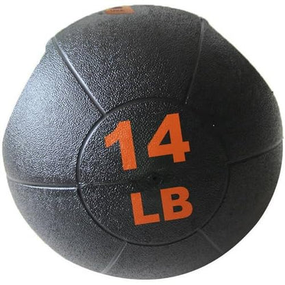 French Fitness Dual Grip Medicine Ball w/Handles – Reinforced Rubber, Textured Grip, Durable Design for Strength Training & Conditioning (14 lb)