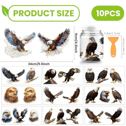 arricraft 10 Sheets Animal Theme UV DTF Cup Wrap for 16OZ Glass, Single Eagle Rub on Decals PVC Transfer Stickers for DIY Cups Window Home Printing Decoration 24x11cm/9.4x4.3inch - style: Single Eagle Theme