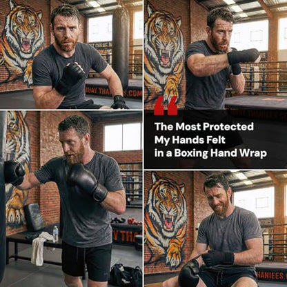 Protective Boxing Hand Wraps for Men & Women, Knuckle Guard Padding, Wrist Stabilizer, Upper Hand Shell & Thumb Shield - Proprietary Safety Technology Designed for Boxing, Muay Thai, MMA, Sparring M