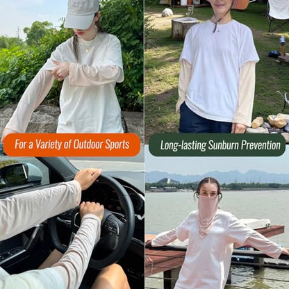 UPF 50+ Sun Protection Arm Sleeves Elastic band Adjustable Cuff Loose Fit Non-Sticky Airflow Friendly Outdoor - color: Pale Peach, size: Small