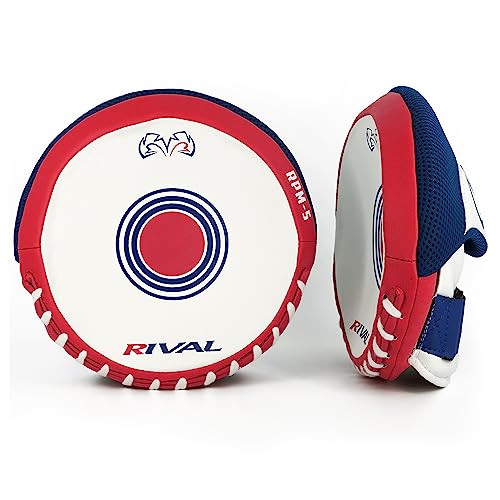 RIVAL Boxing RPM5 2.0 Parabolic Punch Mitts - Perfect for Precision and Combination Punching, 7" Diameter Striking Surface - color: Red/White/Blue