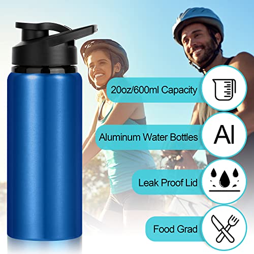 10 Pack Water Bottles Bulk, 20oz Sports Aluminum Water Bottle with Snap Lids Metal Reusable Leak proof Personalized Bottle for Travel Camping Gym Hiking Fishing(Black) - color: Black