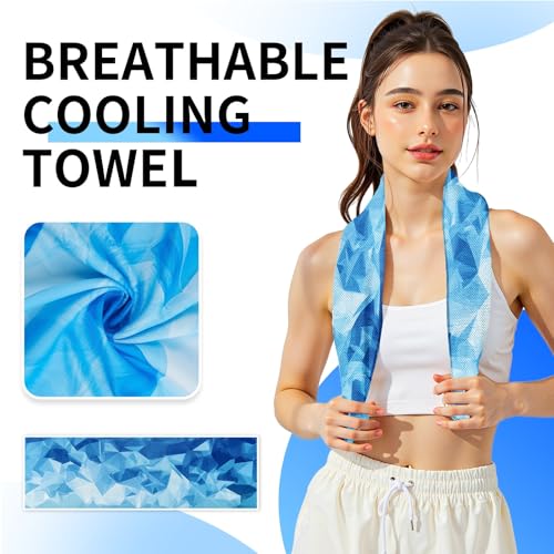 Cooling Sports Towel 39"X11.8" Cold Feeling Towel for Gym Fitness Running Yoga Microfiber Soft Quick Drying Breathable Lightweight Camping Towel Summer Hiking Climbing Workout Essentials(Blue) - color: Blue