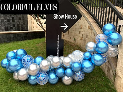12 Inch 100 Pcs Latex Metallic Chrome Balloons Helium Shiny Thicken Balloons Party Decoration (Silver) - color: Silver