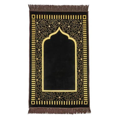 Muslim Prayer Rug, Soft Plush Thin Islamic Prayer Mat, Janamaz, Sajada, Praying Carpet, Islamic Gift, Foldable Portable Turkish Prayer Mat for Men&Women, Lightweight Travel Prayer Rug, 26"x43" - color: Riyadh / Browncacao