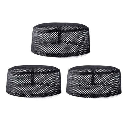JIAHG 3pcs Breathable Mesh Fabric Muslim Prayer Kufi Skull Cap Islam Kufi Headware Takke Praying Beanie Hat Kofia Topi Hat - color: Black-3pcs/Pack