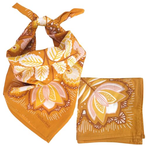 Handker Bandana Cotton Hair Scarf & Head Bandanas for Women & Men - 22"x22" - color: Tawny