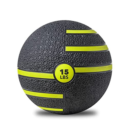 JFIT Dual Texture Medicine Ball – Weighted Exercise Ball for Strength, Core & Functional Fitness Training - style: 15lb