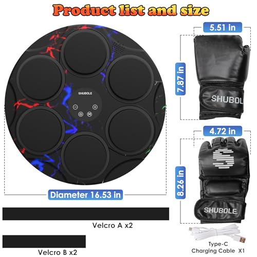 Music Boxing Machine with Gloves - Wall Mounted Punching Trainer for Adults & Kids, 9-Speed Punch Game, Wall Boxing Punching pad, 2025 Upgrade Gifts for Boys Age 6+ - style: Lightning