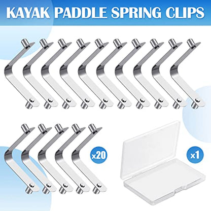Oudain 20 Pcs Stainless Steel Universal Clip for All Swimming Pool Push Button Spring Clip Spa Skimmer/Nets Locking Double Pin and 1 Pcs Plastic Storage Box for Above Ground or Inground Pool