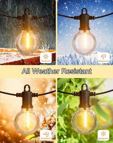 Zuske Outdoor String Lights, 150FT Patio Lights with 75 Shatterproof G40 Globe Bulb(3 Spare), Waterproof Connectable Dimmable LED Hanging String Lights for Outside Backyard Porch Balcony(2x75FT) - size: Electric-150FT