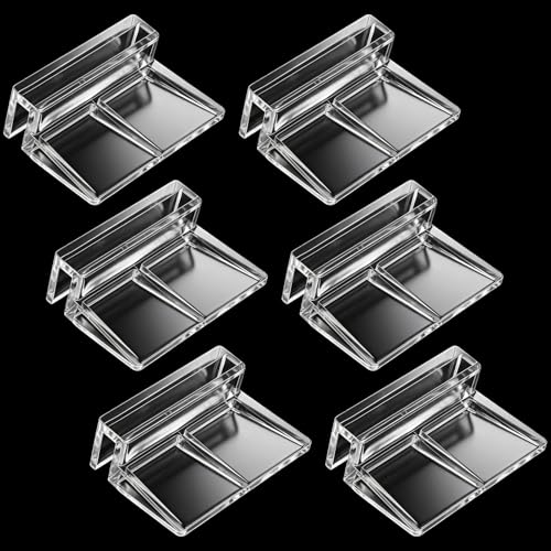 6Pcs Aquarium Lid Clips 5mm Rimless Aquarium Glass Top Clips | Acrylic Clear Tank Lid Support Holder Clips for Rimless Aquariums