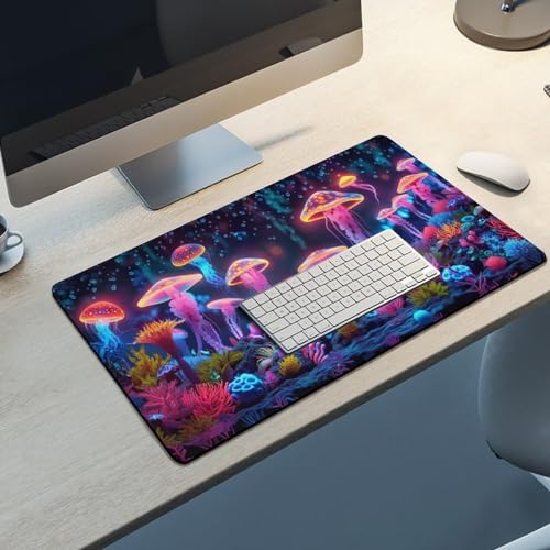 KeKee Glowing Colorful Sea Aquarium Neon Large Mouse Pad Gaming Mousepad Desk Pad for Keyboard and Mouse Mat Non-Slip Base 40X75cm, Style - size: 40X75cm