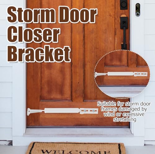 Biaungdo White Reinforced Storm Door Closer Bracket Kit | Heavy Duty Screen Door Closer Bracket, Reinforced Replacement Part, For Storm Doors Repair Kit