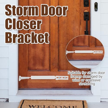 Biaungdo White Reinforced Storm Door Closer Bracket Kit | Heavy Duty Screen Door Closer Bracket, Reinforced Replacement Part, For Storm Doors Repair Kit