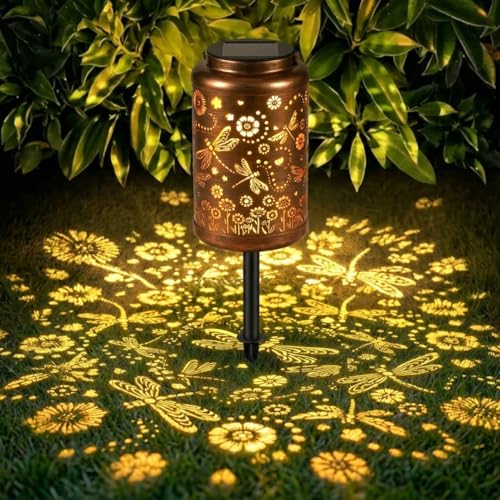 Dragonfly Solar Lanterns Outdoor Waterproof with Ground Stake - Unique Gifts for Women Mom Grandma,Birthday Gifts for Women,House Warming Gift New Home - for Garden Patio Yard Porch Lawn - color: Dragonfly