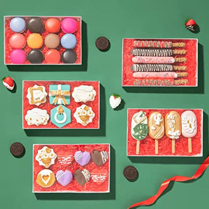 RomanticBaking 50 Pack Small Cookies Boxes with Window 9 1/2" x 6" x 1 1/4" Pastry Bakery Boxes for Macaron,Cakesicle,ricek rispy treats, Browine - color: White