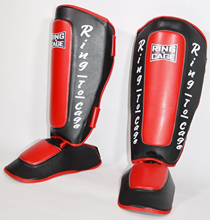 Deluxe Muay Thai Pro-Style Shin Instep for Muay Thai, MMA, Kickboxing, Stand up - color: Red, size: Medium
