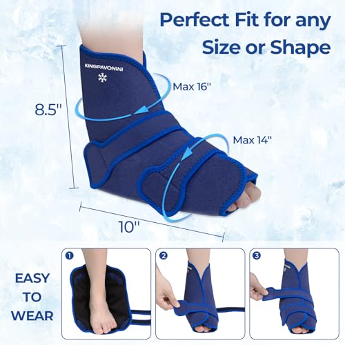 Ankle Foot Ice Pack Wrap, XL, Blue, 1 Wrap + 8 Gel Packs | 60-Min Long-Lasting & Leakproof, Full Coverage for Feet Pain Relief, Hot & Cold Therapy, Insertable Ice Packs, Easy-to-Wear - size: XL, style: Blue (1 Wrap+8 Gel Packs)