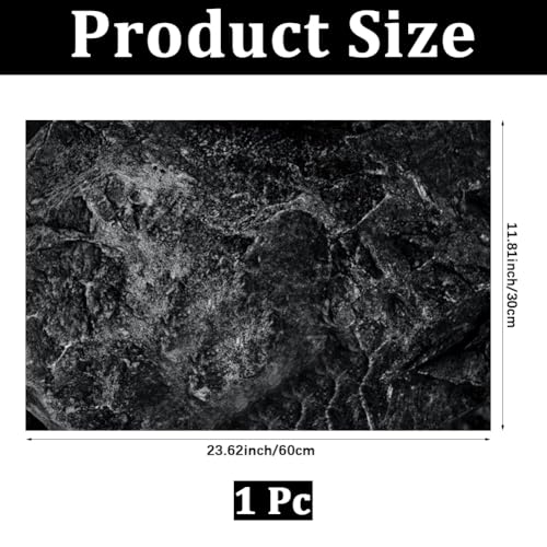 CREATCABIN Aquarium Background Sticker Self-Adhesive Stickers Decals Decor Home Office Aquariums Gift for Fishkeeping Enthusiasts Aquascaping Hobbyists 23.62x11.81 Inch Black Mottled Rock Face - style: Mottled rock face