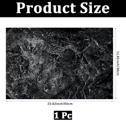 CREATCABIN Aquarium Background Sticker Self-Adhesive Stickers Decals Decor Home Office Aquariums Gift for Fishkeeping Enthusiasts Aquascaping Hobbyists 23.62x11.81 Inch Black Mottled Rock Face - style: Mottled rock face