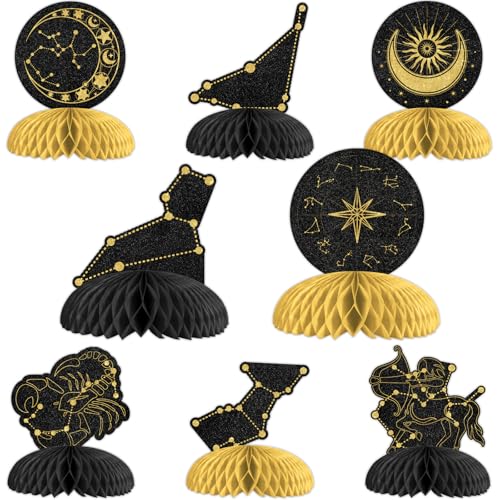 Cheereveal 8PCS Celestial Honeycomb Centerpieces Sets, Gold Glitter