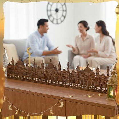 Leinuosen Ramadan Wooden Countdown Calendar Eid Mubarak Ramadan Mubarak Advent Calendar Eid Islamic Countdown Table Decoration for Muslim Festivities Decoration Gift(Classic) - style: Classic