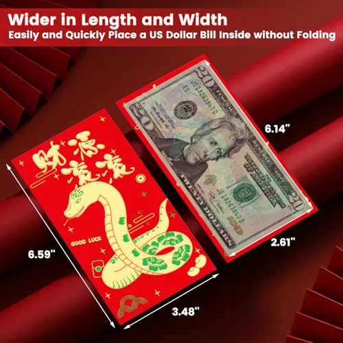 Chinese New Year Red Packets 2026,36 Pcs Money Envelopes with 6 Classic Embossed Bronzing Foil Designs for Cash Gifts & Decorations (Snake Year) - style: Snake Year