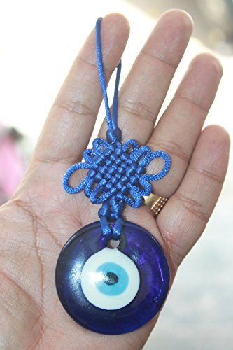 IS4A Talisman - Single Glass Evil Eye Protection - Good Luck Charm, Home, Office, Car Decoration, Blessing Ornament, Reflects Negative Energy (6 Inch) - size: 6 Inch