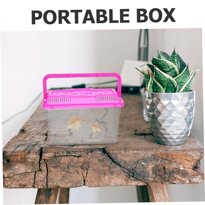 UKCOCO 4Pcs Mini Transparent Aquarium Box with Handle Portable Pet Carrier for Small Fish Turtles and Reptiles for Home Decor and Pet Transport