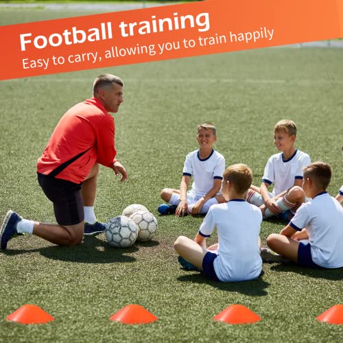 Kenning 100 Pcs Soccer Agility Cones with 2 Strap, Orange Disc Cones | 7.5 Inch Sports Training Field Marker Athletic Cones for Football Basketball Indoor Outdoor Practice