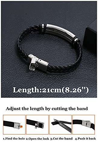 ForeverWill There's No God But Allah Islamic Arabic Calligraphy Leather Bracelet, Islam Name of God's Messenger Faith Wristband for for Men Women Arab Muslims Religious Jewelry Gift, Black