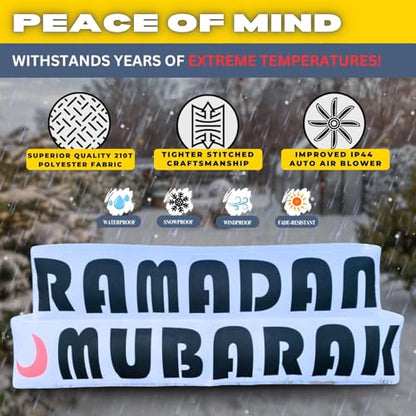 6FT Ramadan Inflatable Just Ramadan Mubarak! - Islamic Ramadan Decor for Outdoor Front/Back Lawns, Built-in LED Lights and Fan to Blow Up with Air, Iftar/Eid Gift