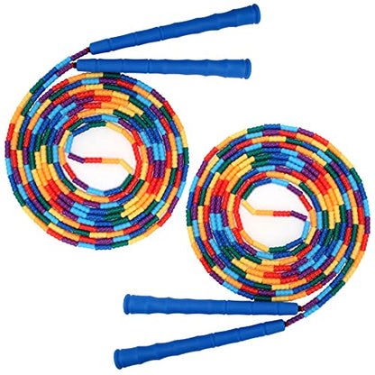 Coolrunner 16 FT Long Jump Rope(2 PACK), Double Dutch Jump Ropes, Soft Beaded Skipping for Kids Adults, Plastic Segmented Long Enough for 4-5 Jumpers - color: Blue2