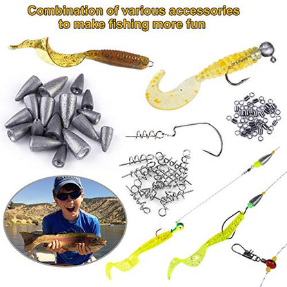 PLUSINNO Fishing Lures Fishing Tackle Box Fishing Gifts for Men, Bass, Trout Fishing Accessories Kit for Saltwater & Freshwater Fishing Gear Including Topwater Lures, Hooks, Spinnerbaits - color: 210pcs tackle box