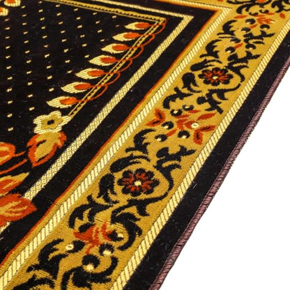 Muslim Prayer Rug, Soft Plush Thin Islamic Prayer Mat, Janamaz, Sajada, Praying Carpet, Islamic Gift for Men & Women, Islamic Ma, Eid & Ramadan Gift with Prayer Beads, 26x43 inch, Black - color: Tabuk / Kaaba Black